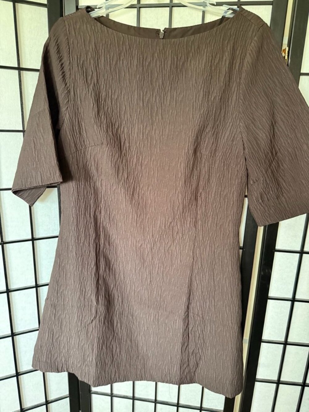NWT H&M Chocolate Brown Textured Dress Size M Elegant Midi